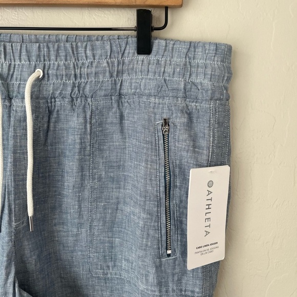 NWT Athleta Cabo linen joggers chambray blue 16 - Picture 6 of 10